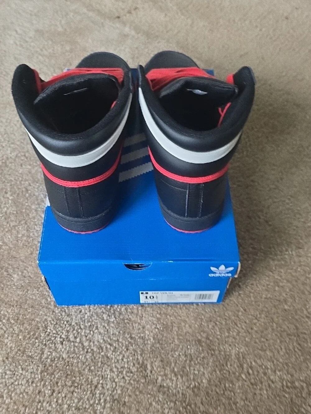 adidas Men’s Black, Red & White High-Top Sneakers